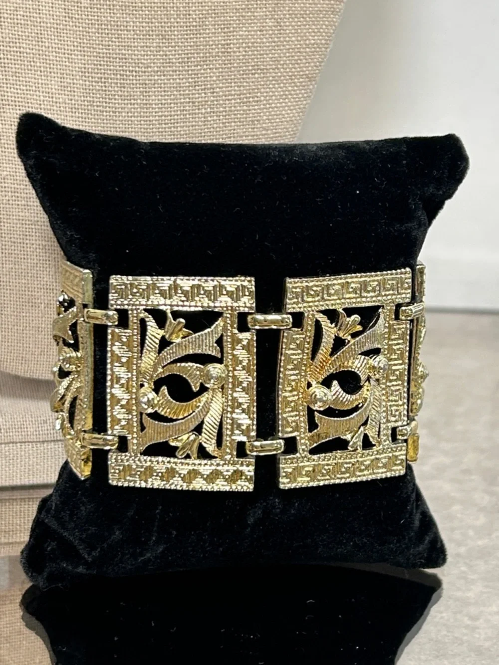 Vintage Gold-Tone Filigree Panel Bracelet - Women Accessories